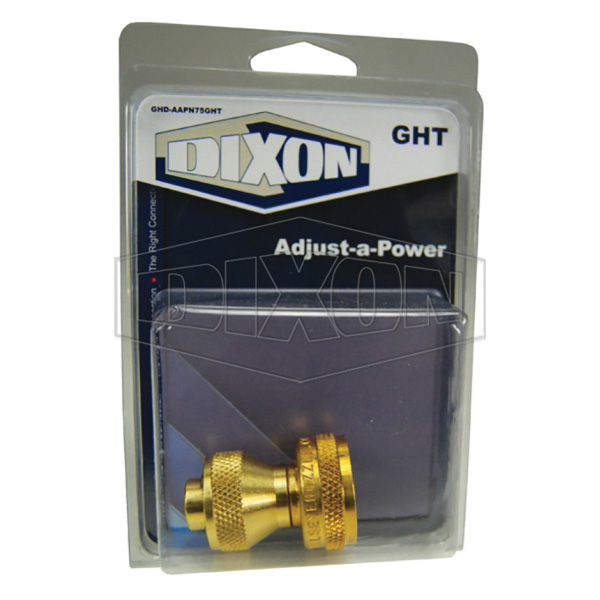 DIXON GHD-AAPN75GHT Adjust-a-Power Nozzle, 3/4 in Thread, GHT Thread, 100 psi Pressure, Brass