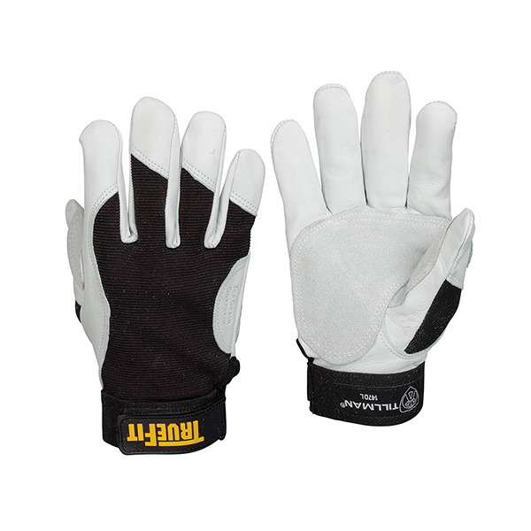 TILLMAN® TrueFit® 1470L Gloves, L, Grain Leather Glove, Black/White Glove, Goatskin Leather Palm, Elastic Cuff