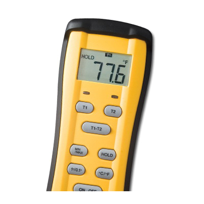 Fieldpiece ST4 Dual Temperature Meter, Battery Power Source, -58 to 400 deg F, Digital Display