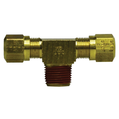 MIDLAND INDUSTRIES 38 Series 38133 Branch Tee, 1/2 in Tube OD x 1/2 in Tube OD x 1/4 in Male NPTF, Brass
